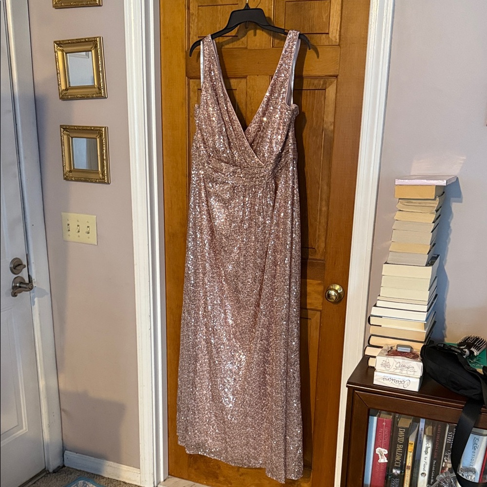 Sparkling Rose Gold Sequin Maxi Dress